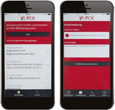 Beispielbild der PCK-App